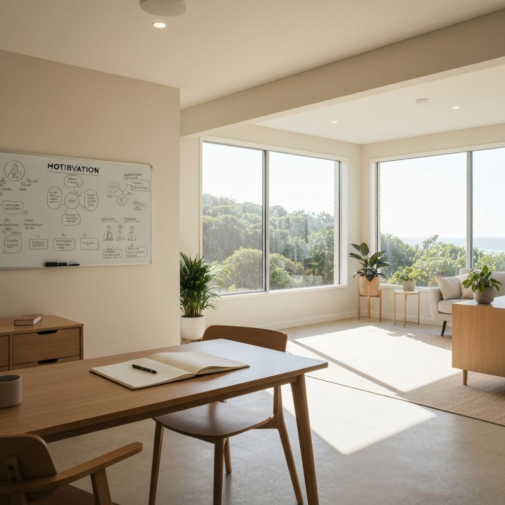 Modern coaching studio with natural light and a welcoming, professional atmosphere